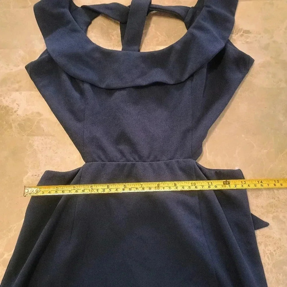Lulus Sweetest Entrance Navy Blue Ruffled Tie-Back Maxi Dress/Large NWOT - Picture 7 of 16